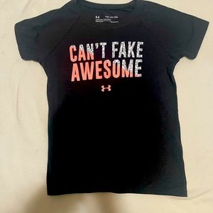 Under Armour youth girl size extra small “can’t fake awesome” t-shirt EUC